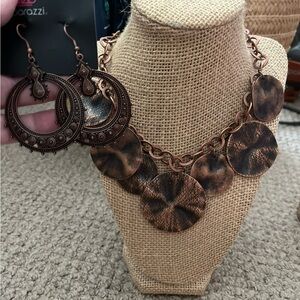 Copper necklace and earring set